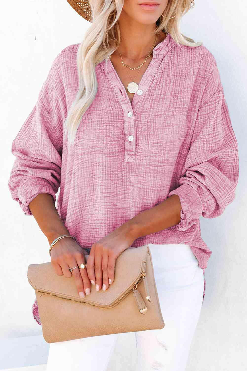 Buttoned Long Sleeve Blouse.