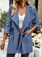 Open Front Drawstring Trench Coat with Pockets.