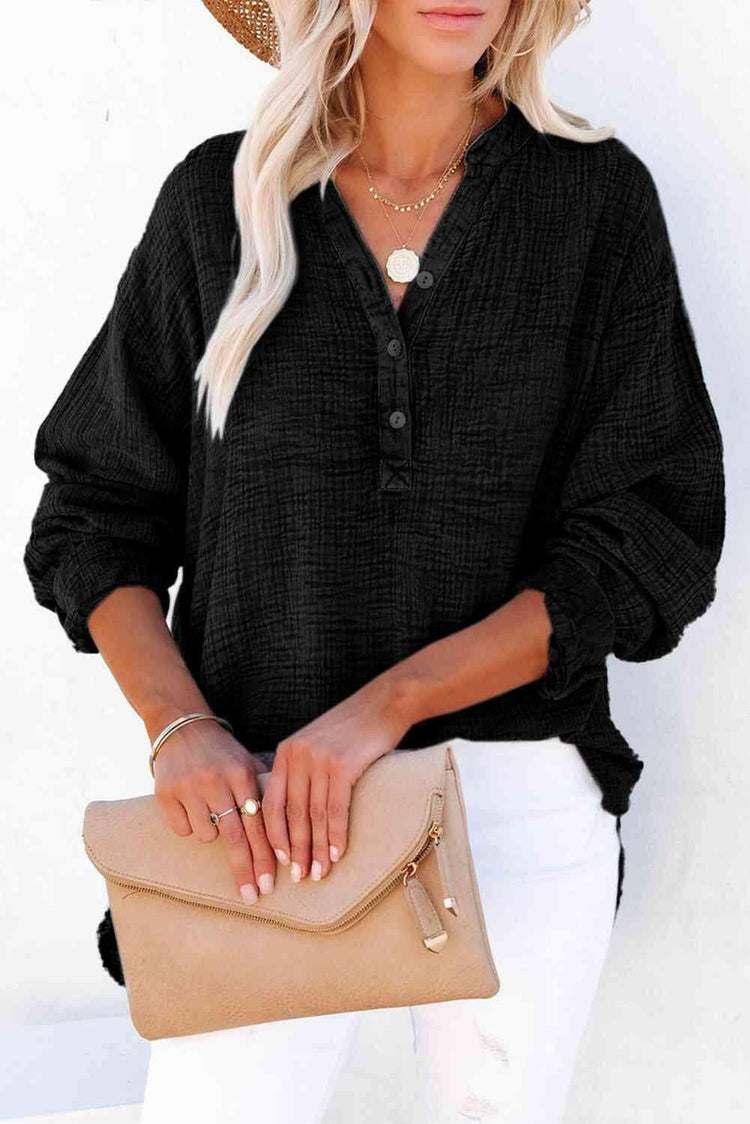 Buttoned Long Sleeve Blouse.