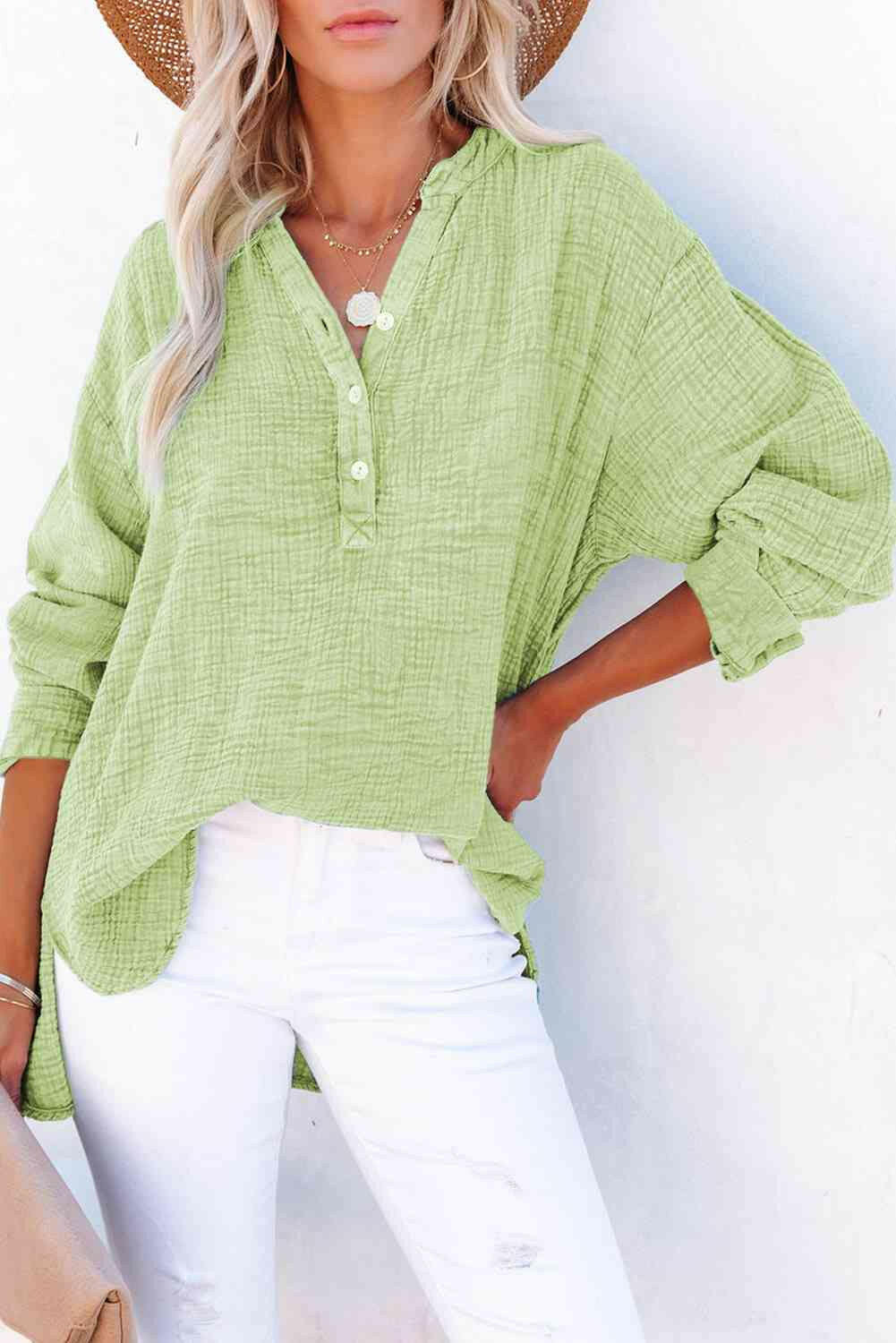 Buttoned Long Sleeve Blouse.