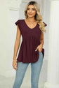 V-Neck Flutter Sleeve Babydoll Blouse.