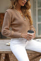 Notched Long Sleeve Sweater.