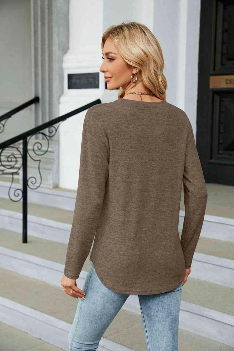 Round Neck Long Sleeve T-Shirt.