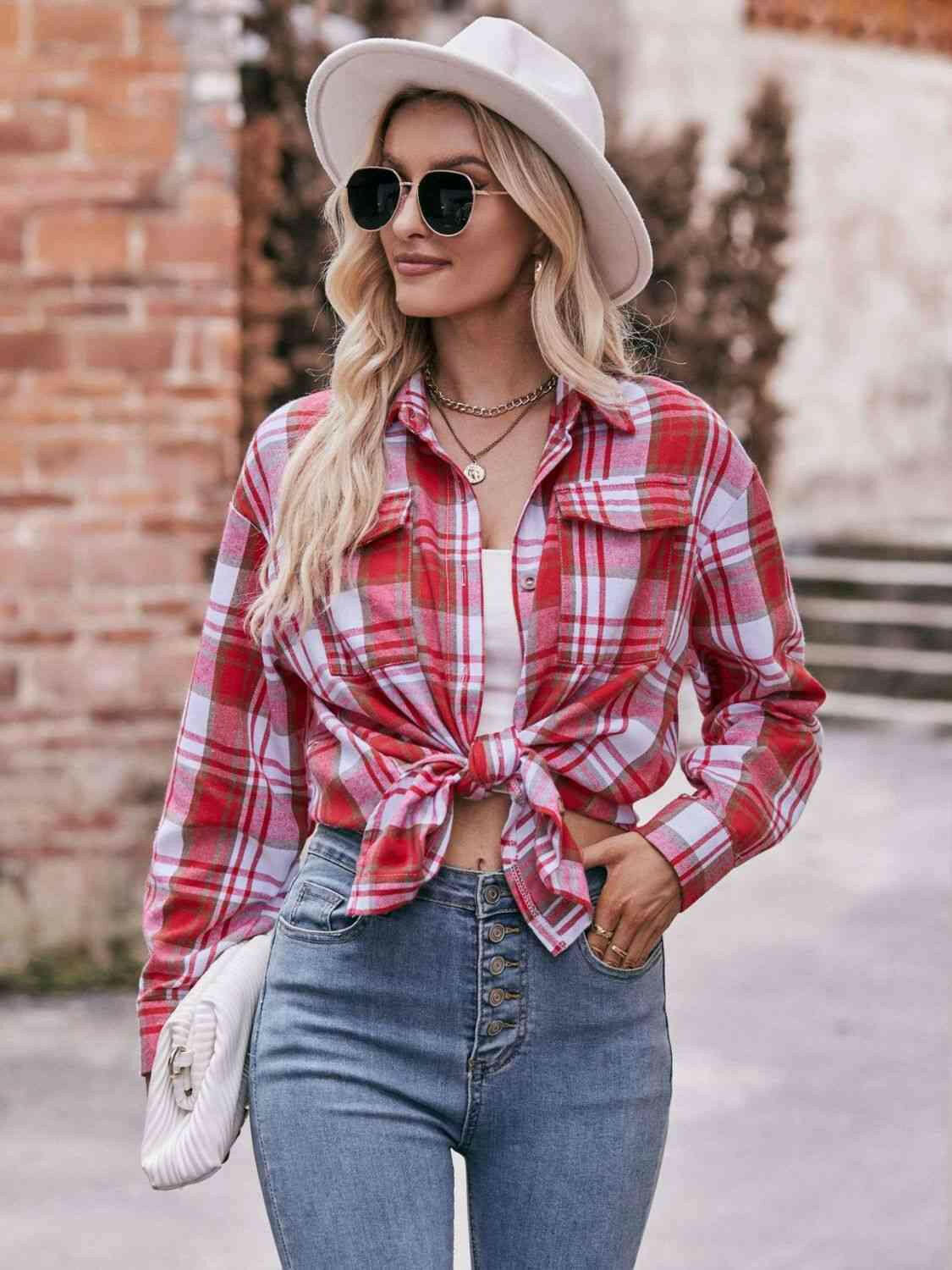 Plaid Dropped Shoulder Longline Shirt.