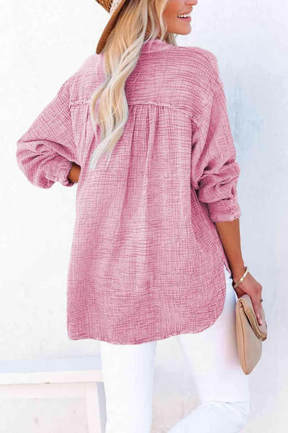 Buttoned Long Sleeve Blouse.