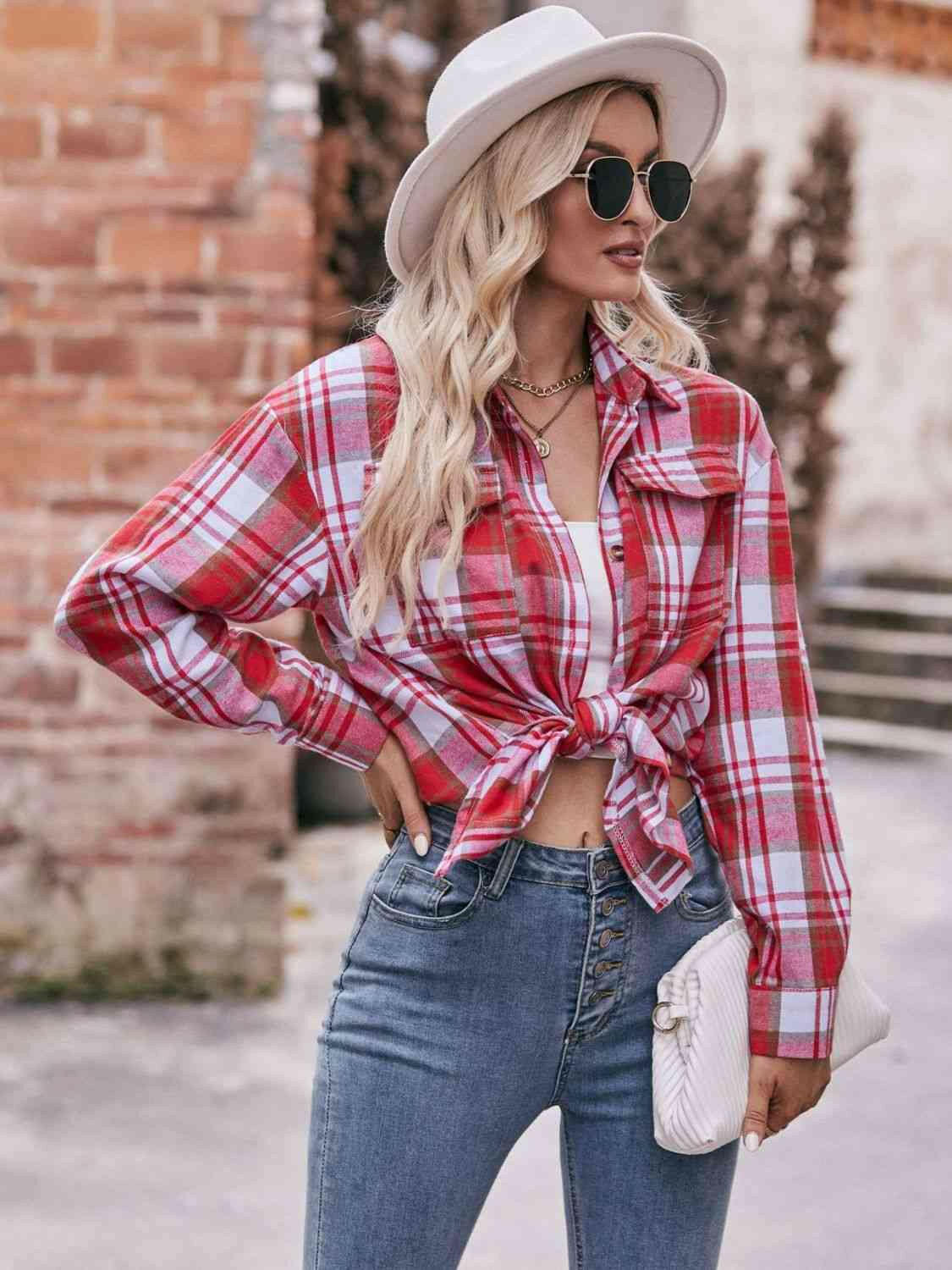 Plaid Dropped Shoulder Longline Shirt.