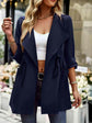 Open Front Drawstring Trench Coat with Pockets.