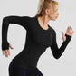 Long Sleeve Round Neck Sports Top.