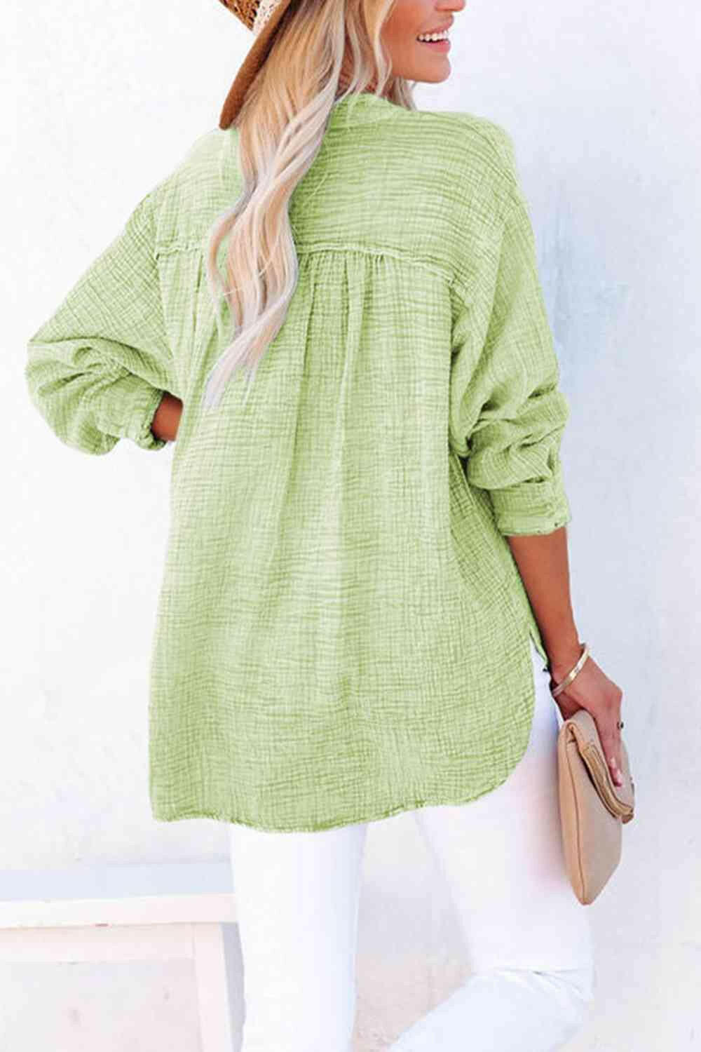 Buttoned Long Sleeve Blouse.