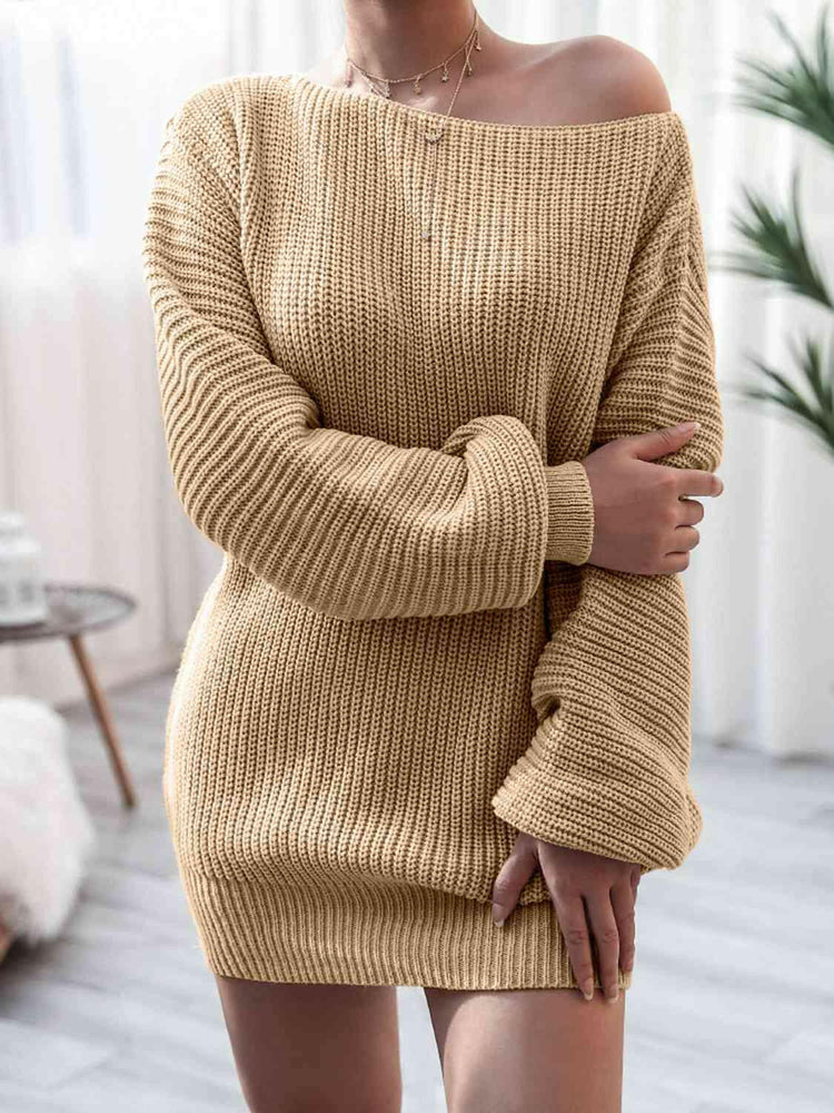 Rib-Knit Mini Sweater Dress.