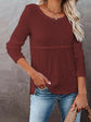 Cutout Round Neck Long Sleeve T-Shirt.