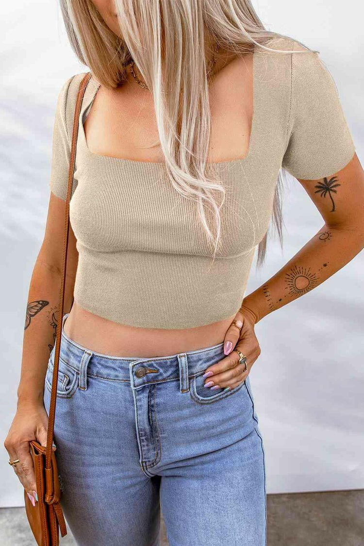 Lace-Up Square Neck Crop Top.