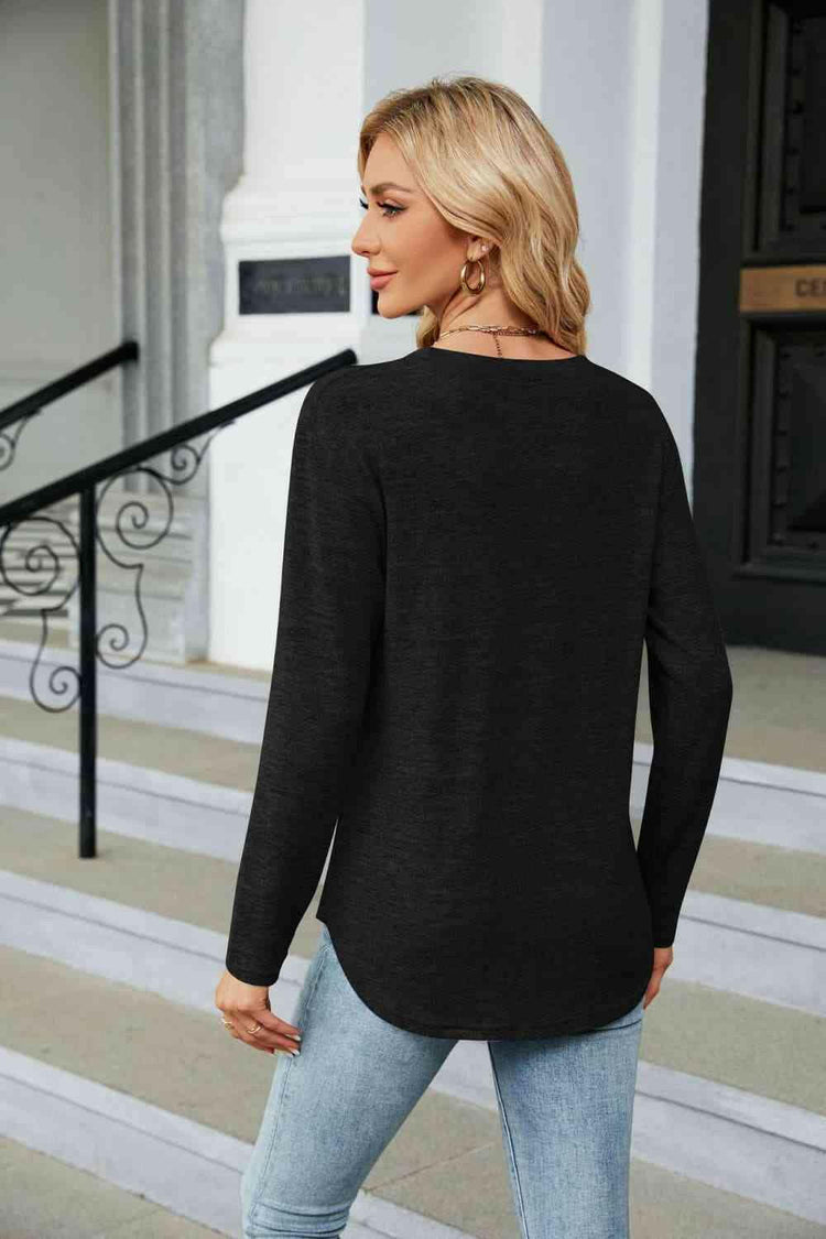 Round Neck Long Sleeve T-Shirt.