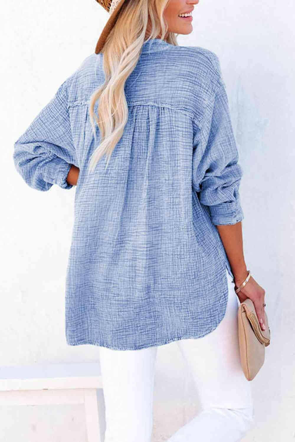 Buttoned Long Sleeve Blouse.