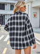 Plaid Collared Neck Button Down Jacket.