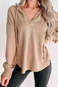 Buttoned Drop Shoulder Drawstring Hoodie.