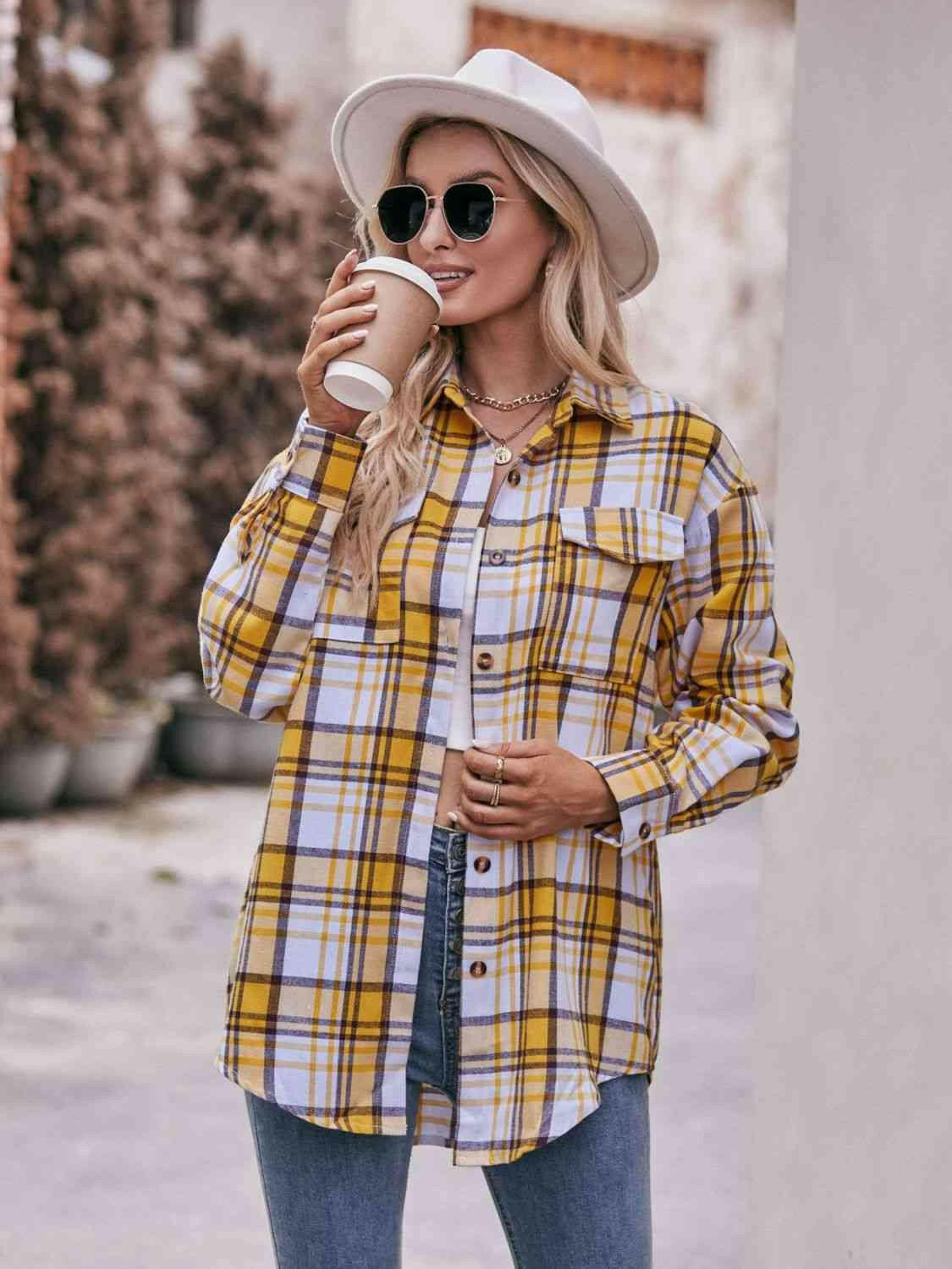 Plaid Dropped Shoulder Longline Shirt.