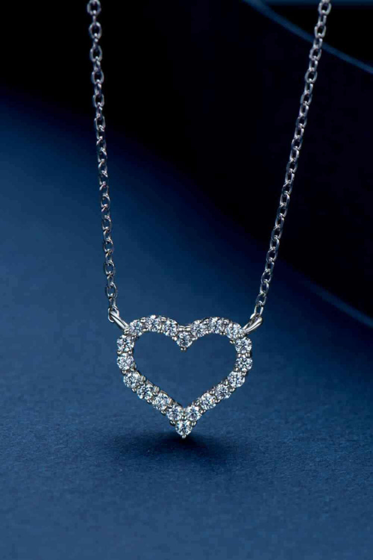 Adored Moissanite Platinum-Plated Heart Necklace.