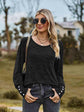 Round Neck Long Sleeve Buttoned T-Shirt.