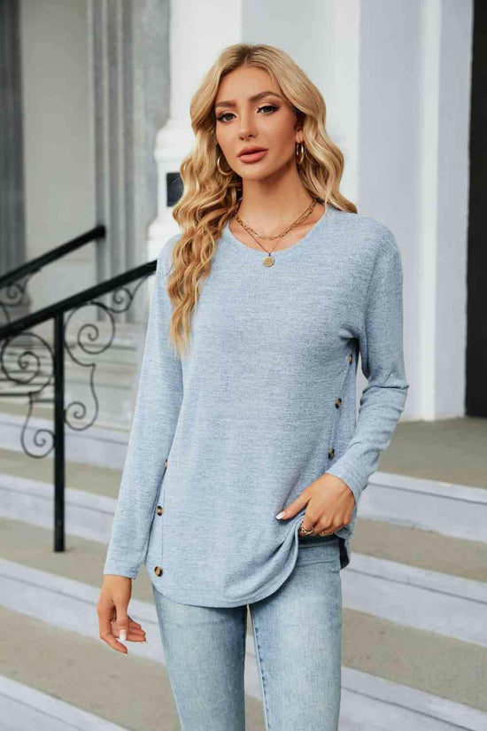 Round Neck Long Sleeve T-Shirt.