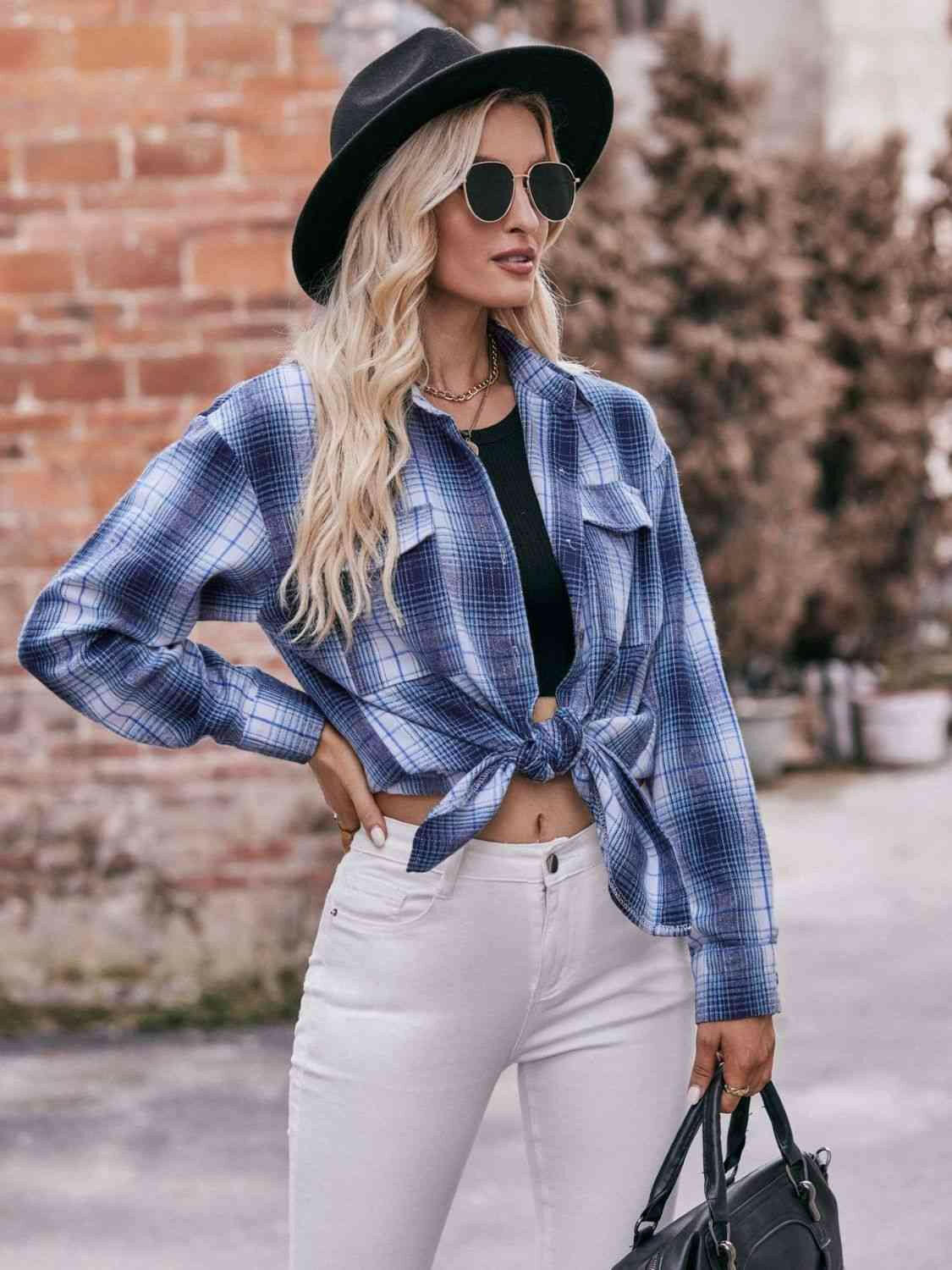 Plaid Dropped Shoulder Longline Shirt.