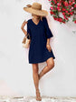 V-Neck Flare Sleeve Mini Dress.