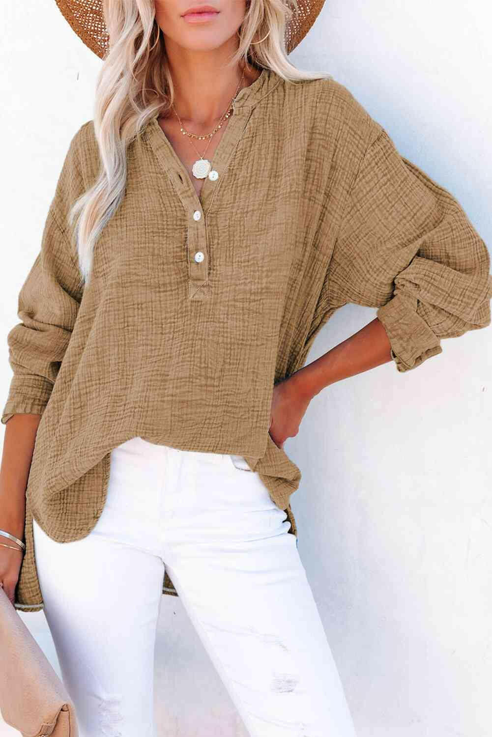 Buttoned Long Sleeve Blouse.