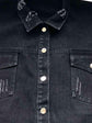 Raw Hem Collared Neck Long Sleeve Denim Jacket.