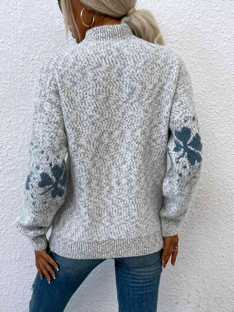 Four Leaf Clover Mock Neck Sweater.