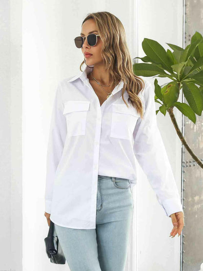 Collared Neck Buttoned Shirt with Pockets.