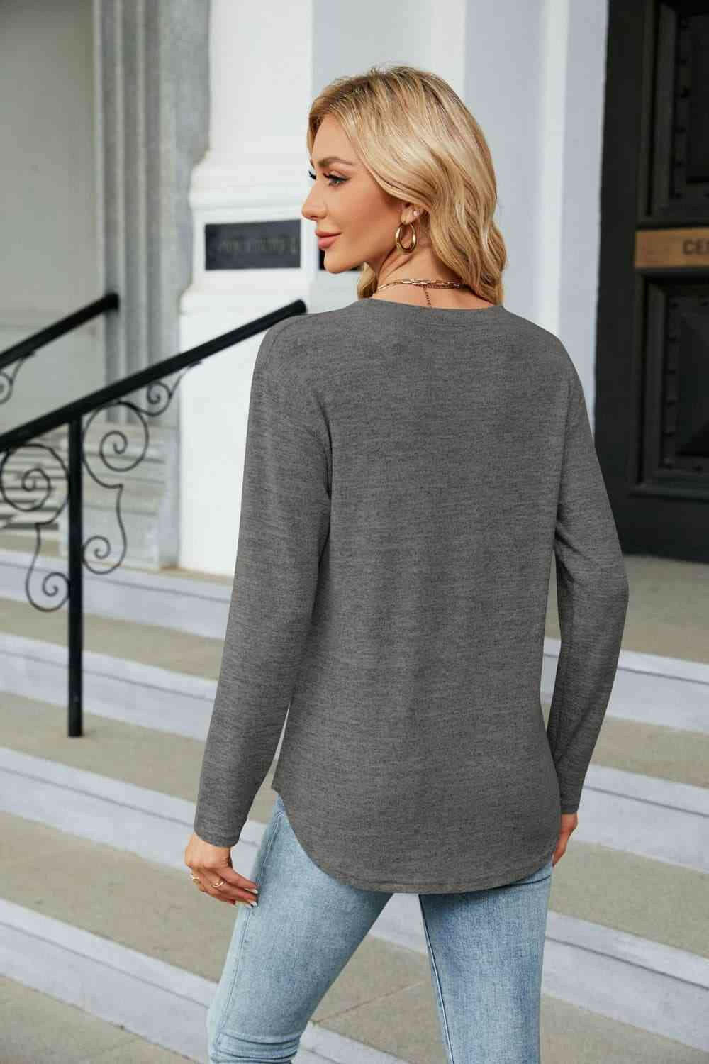 Round Neck Long Sleeve T-Shirt.