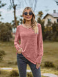 Round Neck Long Sleeve Buttoned T-Shirt.