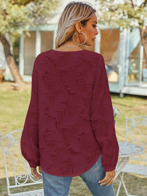 V-Neck Long Sleeve Blouse.