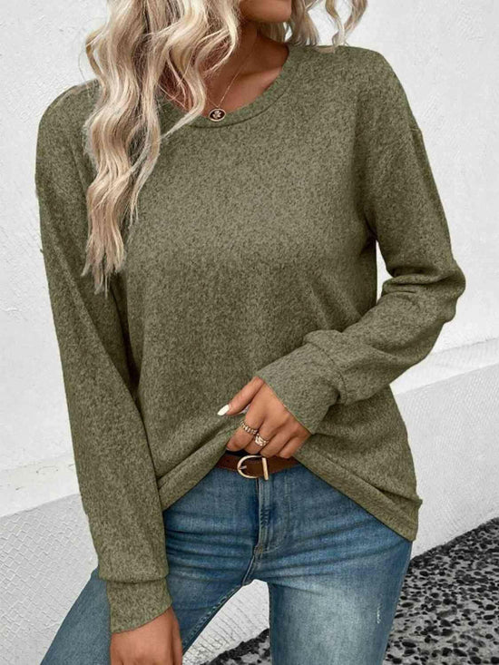 Round Neck Long Sleeve T-Shirt.