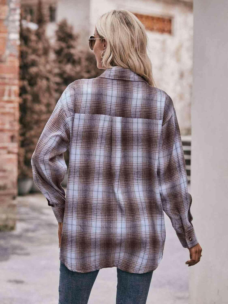 Plaid Dropped Shoulder Longline Shirt.