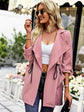 Open Front Drawstring Trench Coat with Pockets.