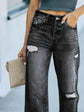 Distressed Straight Leg Jeans.