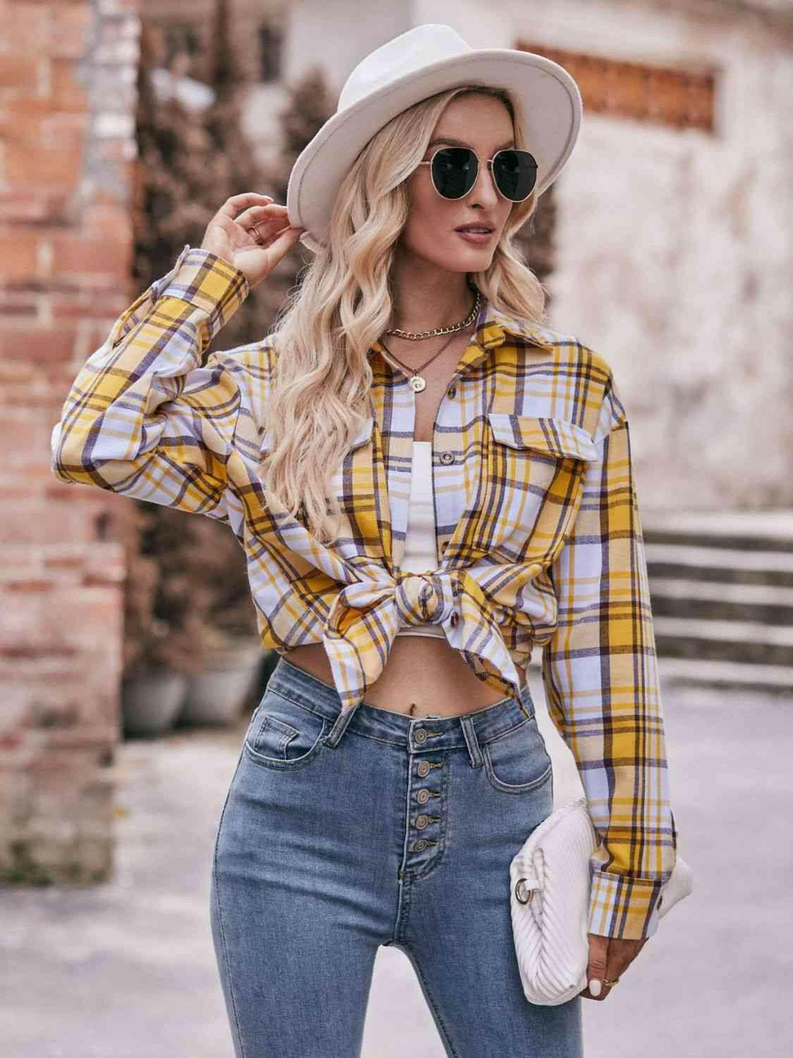 Plaid Dropped Shoulder Longline Shirt.