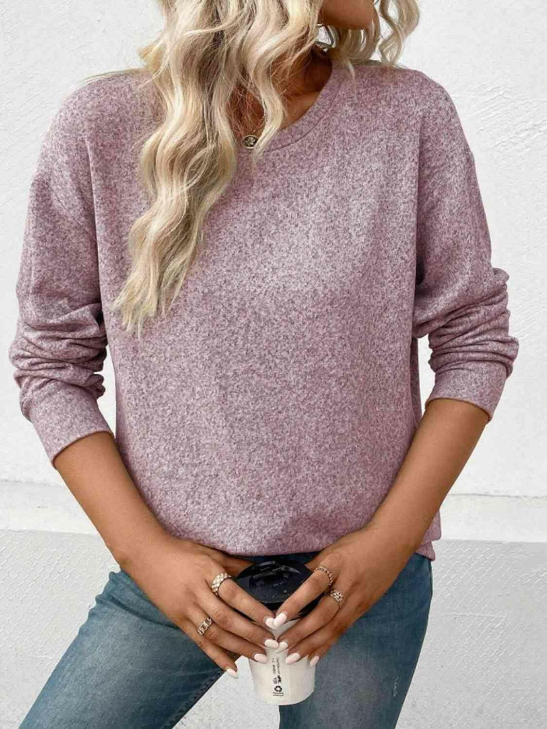 Round Neck Long Sleeve T-Shirt.