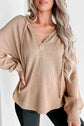 Buttoned Drop Shoulder Drawstring Hoodie.