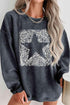 Round Neck Dropped Shoulder Star Graphic Sweatshirt.