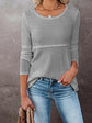 Cutout Round Neck Long Sleeve T-Shirt.