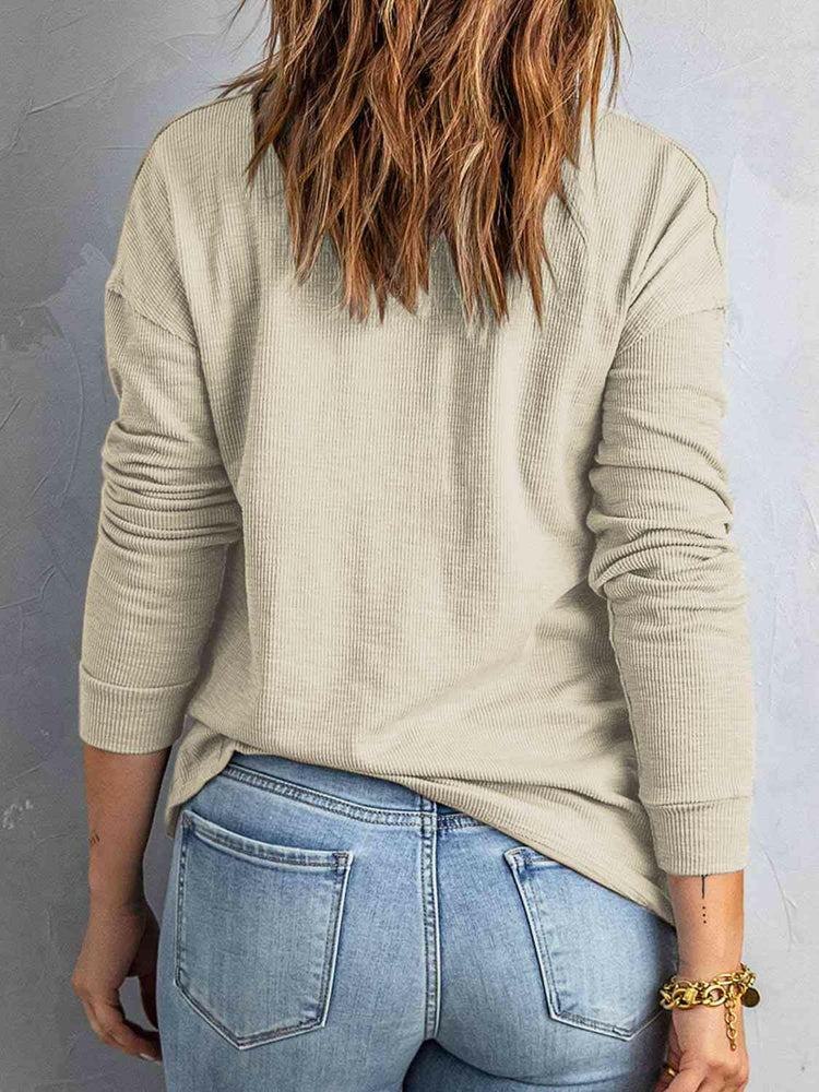 Collared Neck Half Button Top.