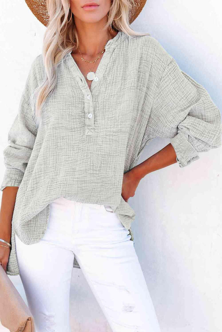 Buttoned Long Sleeve Blouse.