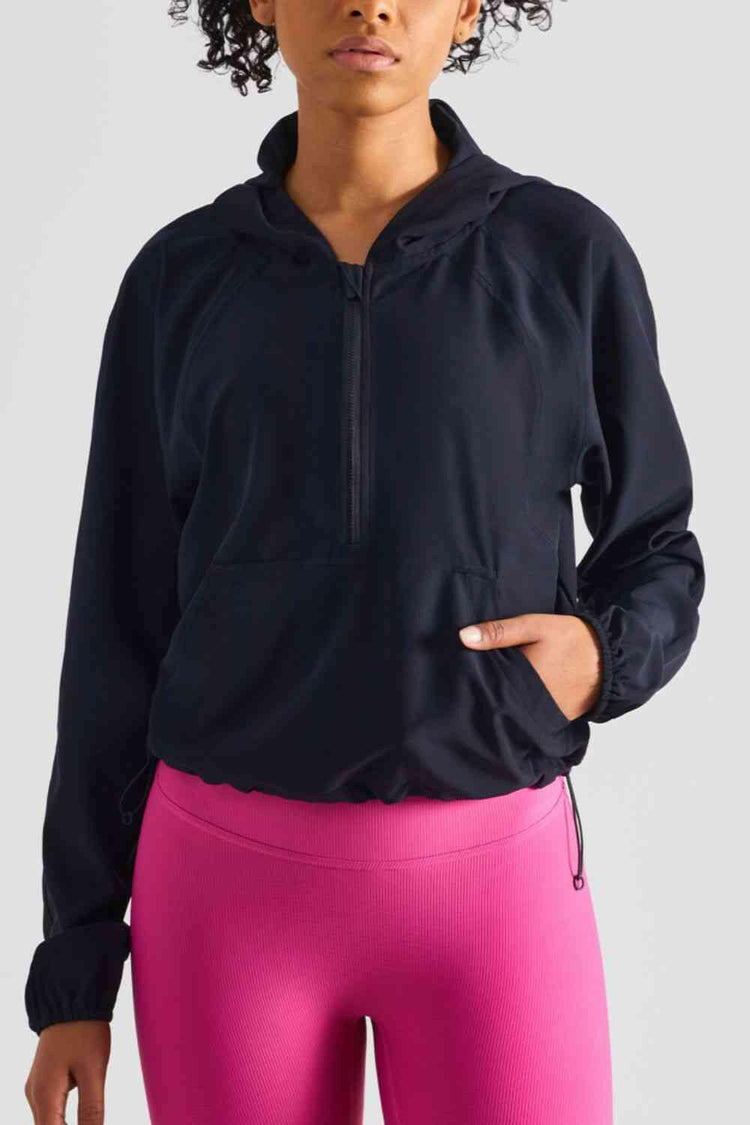 Half-Zip Hooded Sports Top.