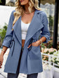 Open Front Drawstring Trench Coat with Pockets.