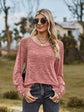 Round Neck Long Sleeve Buttoned T-Shirt.