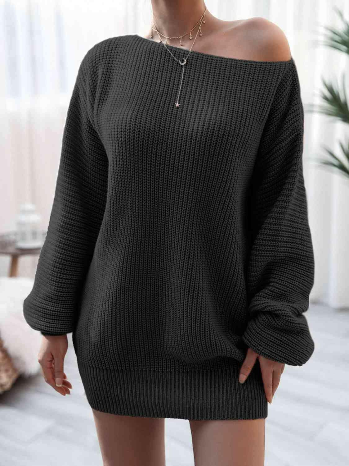 Rib-Knit Mini Sweater Dress.