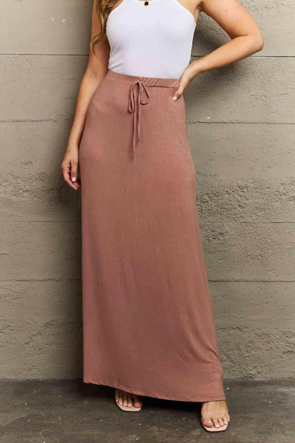 Culture Code For The Day Full Size Flare Maxi Skirt in Chocolate.