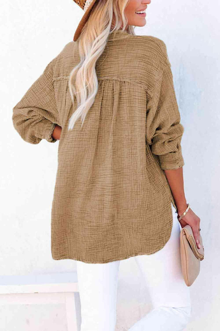 Buttoned Long Sleeve Blouse.